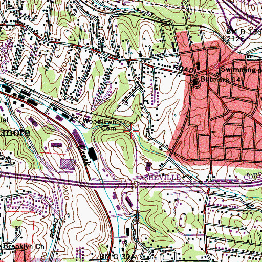 Topographic Map of Linwood Park, NC