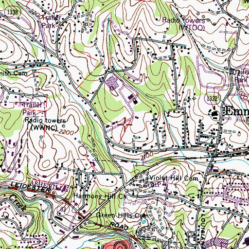 Topographic Map of Westside Community Park, NC