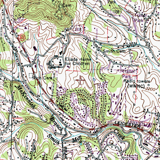 Topographic Map of Camelot, NC