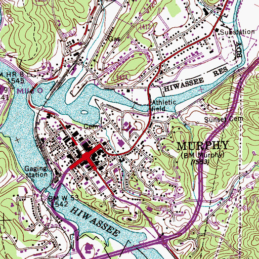 Topographic Map of Murphy Elementary School, NC