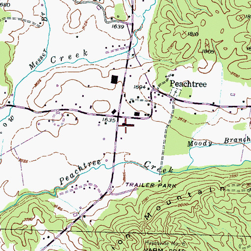 Topographic Map of Peachtree Elementary School, NC