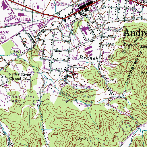 Topographic Map of Andrews High School, NC