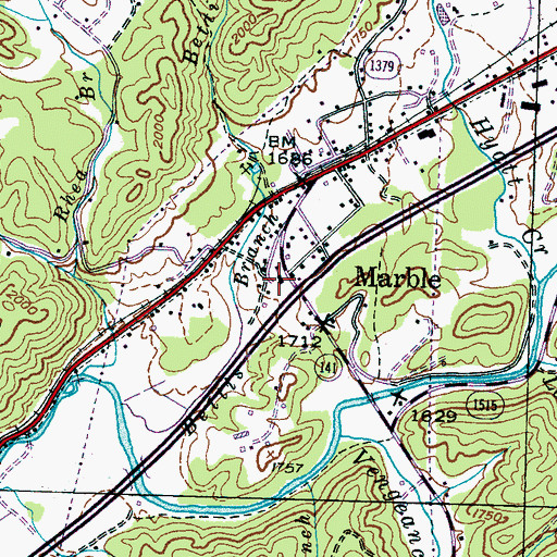 Topographic Map of Marble Elementary School, NC
