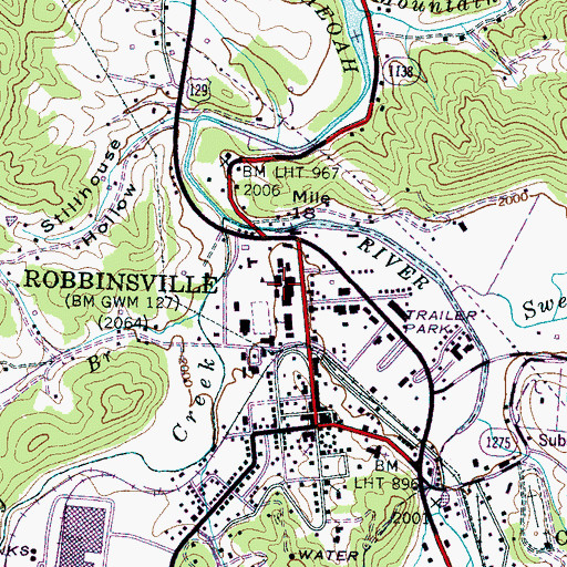 Topographic Map of Robbinsville Elementary School, NC