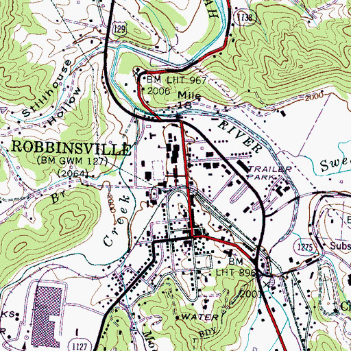 Topographic Map of Robbinsville High School, NC