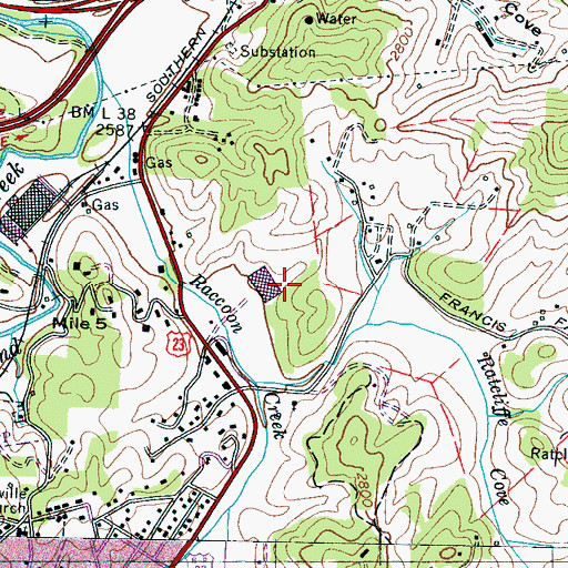 Topographic Map of Junaluska Elementary School, NC