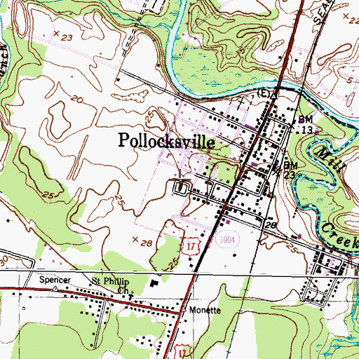 Topographic Map of Pollocksville Elementary School, NC