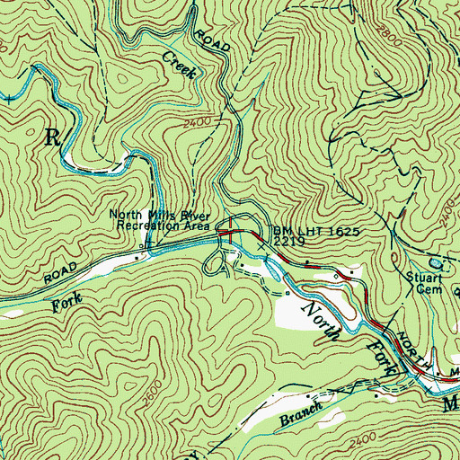 Topographic Map of North Mills River Recreation Area, NC