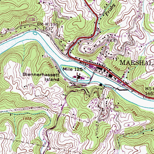 Topographic Map of Marshall Elementary School, NC