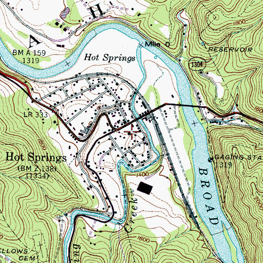 Topographic Map of Hot Springs Elementary School, NC