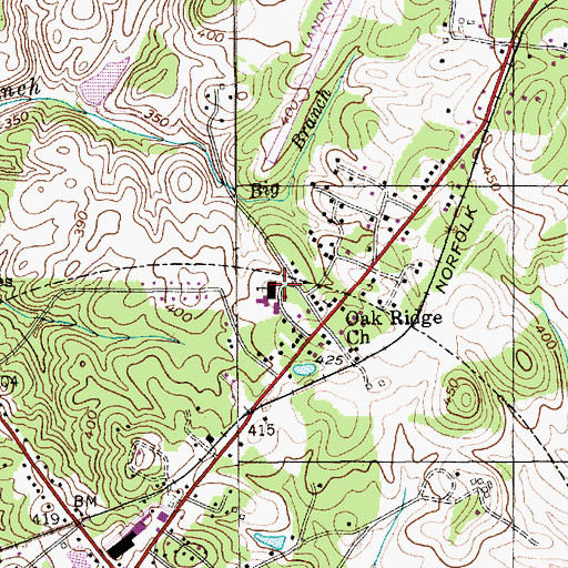 Topographic Map of Highland Middle School, NC
