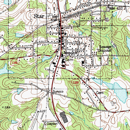Topographic Map of Star Middle School, NC