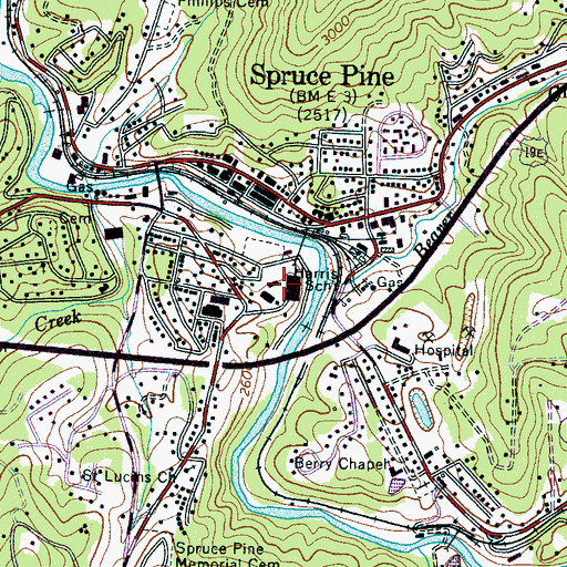 Topographic Map of Harris Middle School, NC