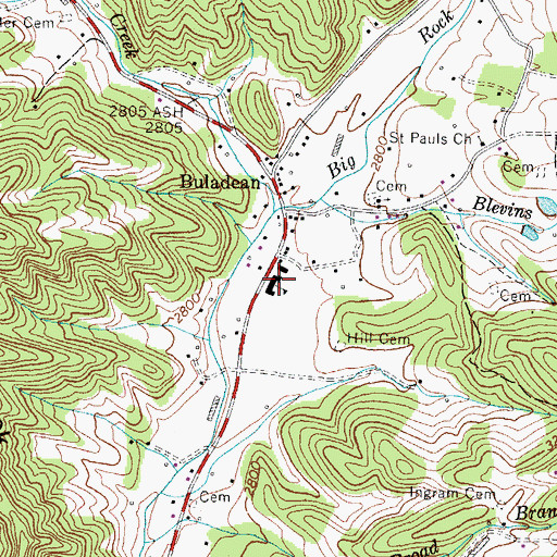 Topographic Map of Buladean Elementary School, NC