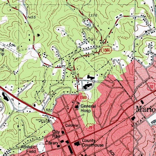 Topographic Map of Marion Elementary School, NC