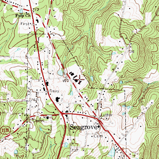 Topographic Map of Seagrove Elementary School, NC