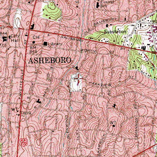 Topographic Map of Lindley Park Elementary School, NC