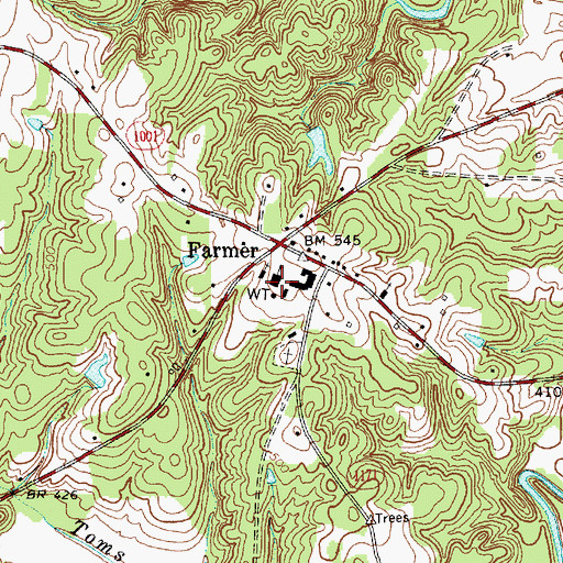 Topographic Map of Farmer Elementary School, NC