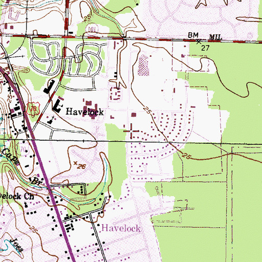 Topographic Map of Havelock Manor, NC