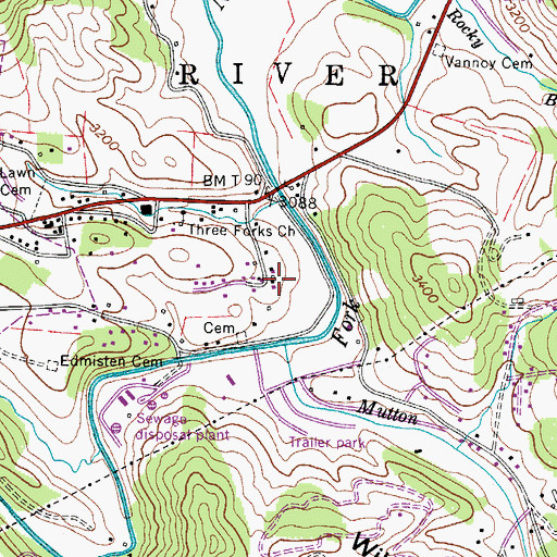 Topographic Map of New River Heights, NC