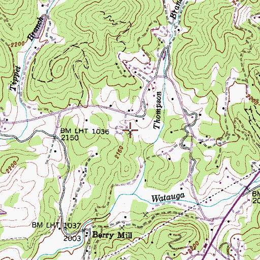 Topographic Map of Laurel Valley Mine, NC