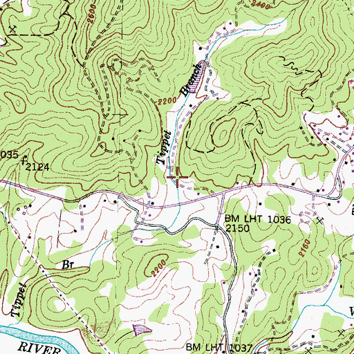 Topographic Map of Lyle Knob Mine, NC