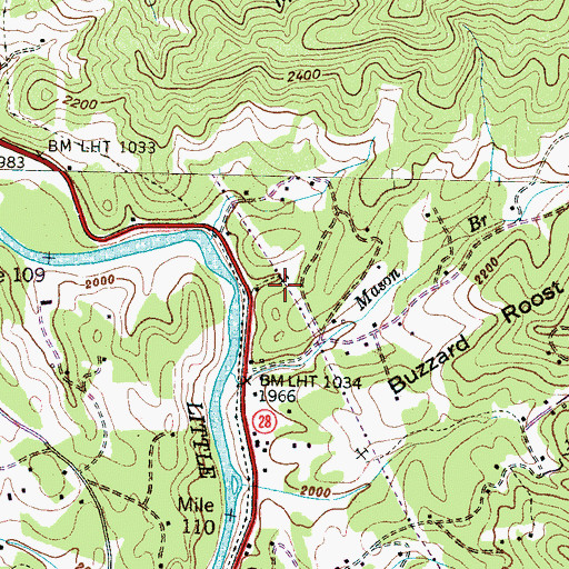 Topographic Map of Mason Mountain Rhodolite Mine, NC
