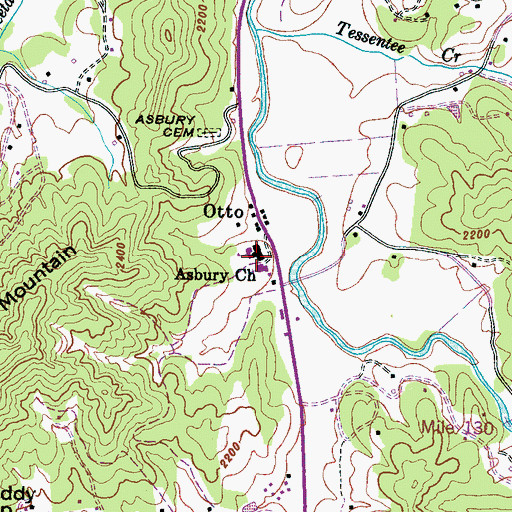 Topographic Map of Otto Elementary School, NC