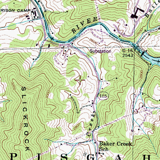 Topographic Map of Mountain Heritage High School, NC