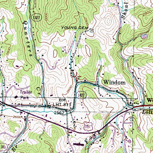 Topographic Map of East Yancey Middle School, NC