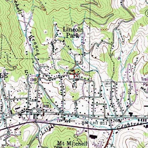 Topographic Map of Burnsville Elementary School, NC