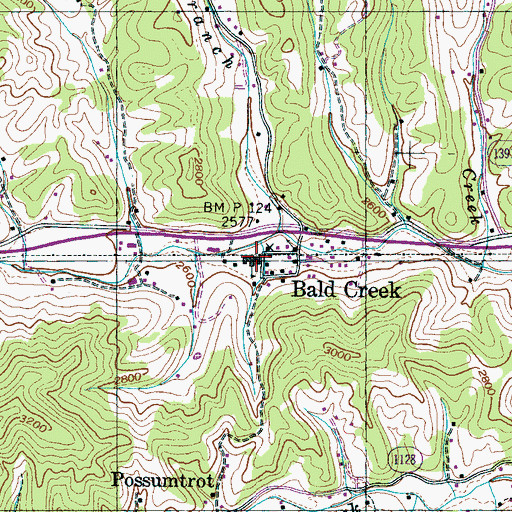 Topographic Map of Bald Creek Elementary School, NC