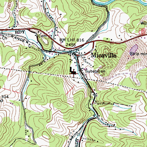 Topographic Map of Micaville Elementary School, NC