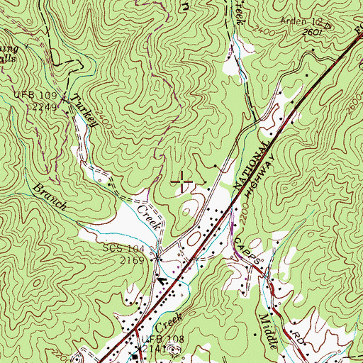 Topographic Map of Mine Mountain Estates, NC
