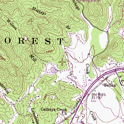 Topographic Map of Catheys Creek Estates, NC