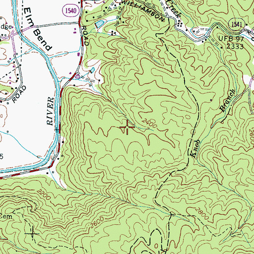 Topographic Map of Knob Creek, NC