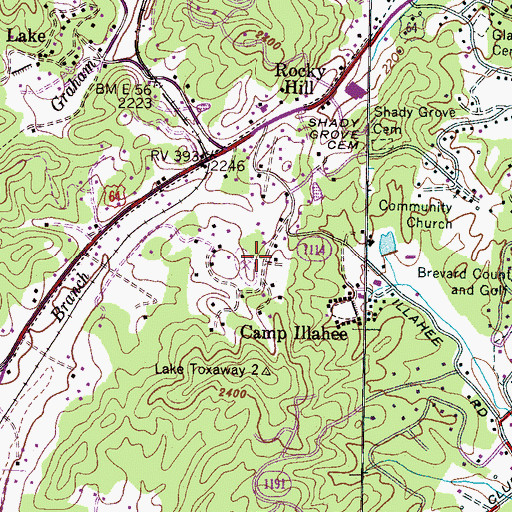 Topographic Map of Illahee Hills, NC