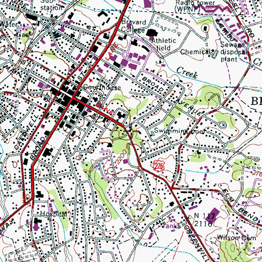Topographic Map of The Inn at Brevard, NC