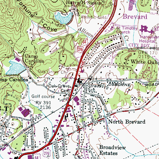 Topographic Map of Straus Elementary School, NC