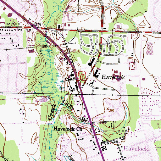 Topographic Map of Havelock Shopping Center, NC