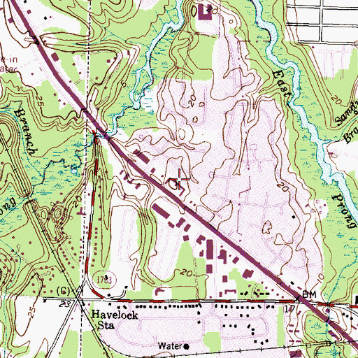 Topographic Map of Slocum Village Shopping Center, NC