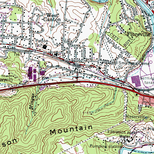 Topographic Map of Canton Plaza, NC