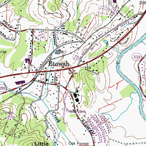 Topographic Map of Etowah Shopping Center, NC