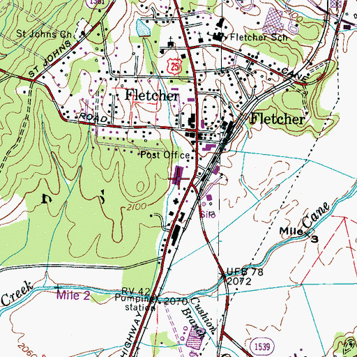 Topographic Map of Big F Shopping Center, NC