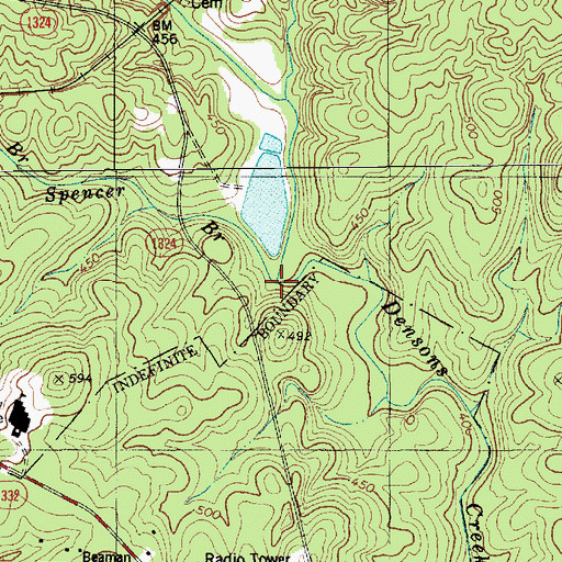 Topographic Map of Spencer Branch, NC