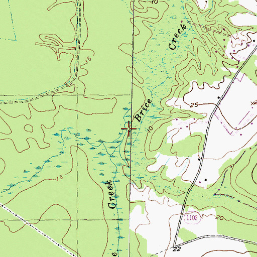 Topographic Map of East Prong Brice Creek, NC