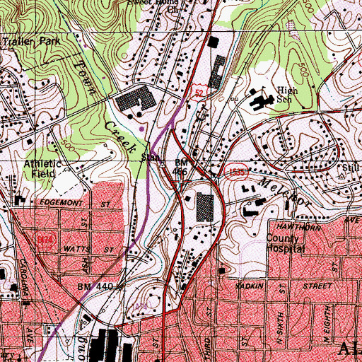 Topographic Map of Melchor Branch, NC