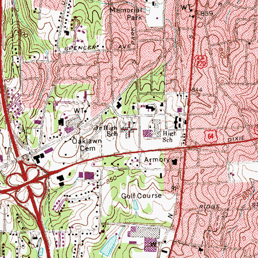 Topographic Map of Asheboro Junior High School, NC