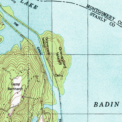 Topographic Map of Graveyard Island, NC
