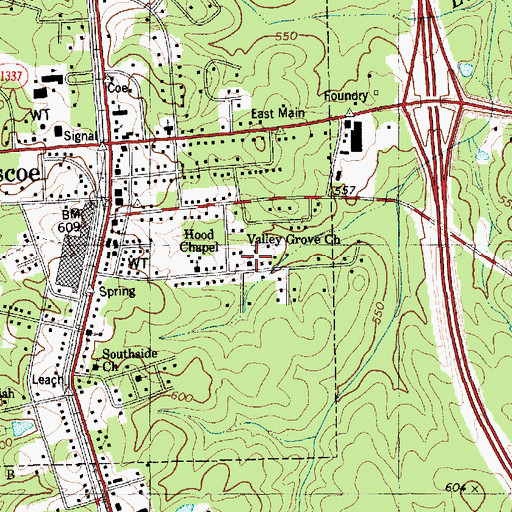 Topographic Map of Valley Grove Church, NC